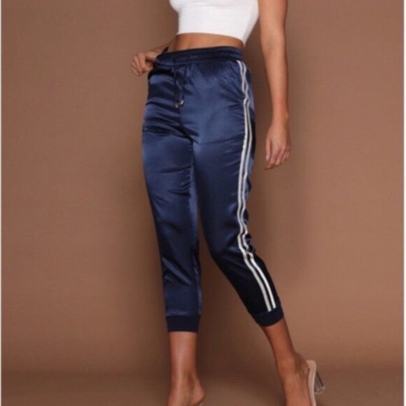 Meshki Pants - BRAND NEW MESHKI SATIN JOGGERS in size small